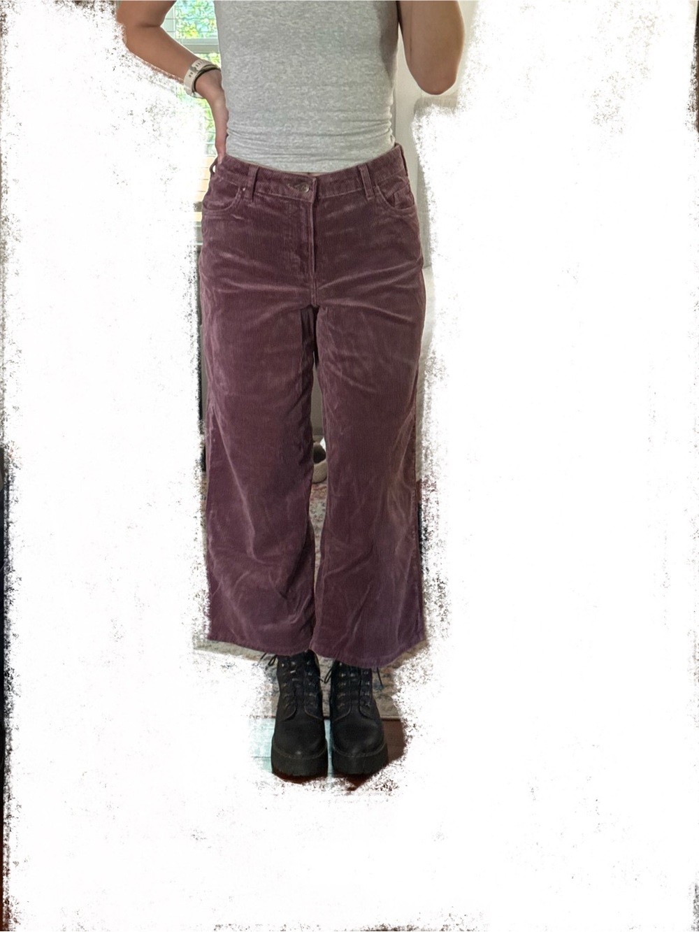 Lee Wide Leg Corduroy Pants in Plum